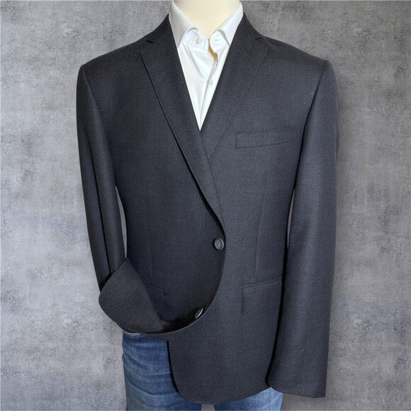 NORDSTROM Mens Blazer Sport Coat Two Button Jacket 48R WOOL Charcoal Gray - Picture 2 of 12